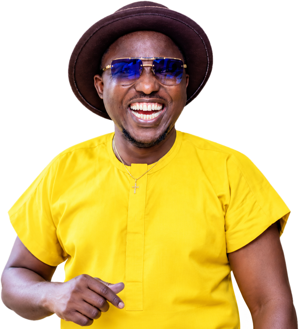 Owowole Ogungbe smiling in a yellow shirt and hat